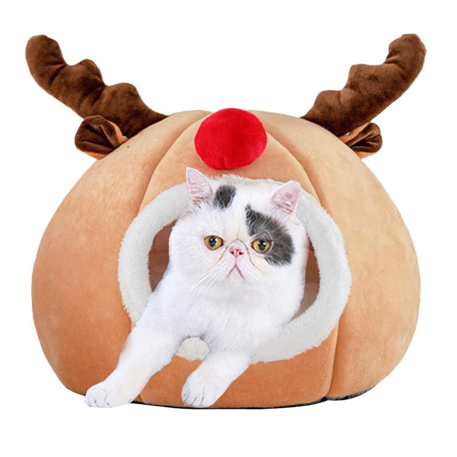 Luxury Soft Plush Cat Cave Bed for Small Dogs & Cats - Warm Cozy Pet Tent House for Puppies & Kittens | Indoor Pet Sleeping Bag for Winter, Christmas Gift for Pets