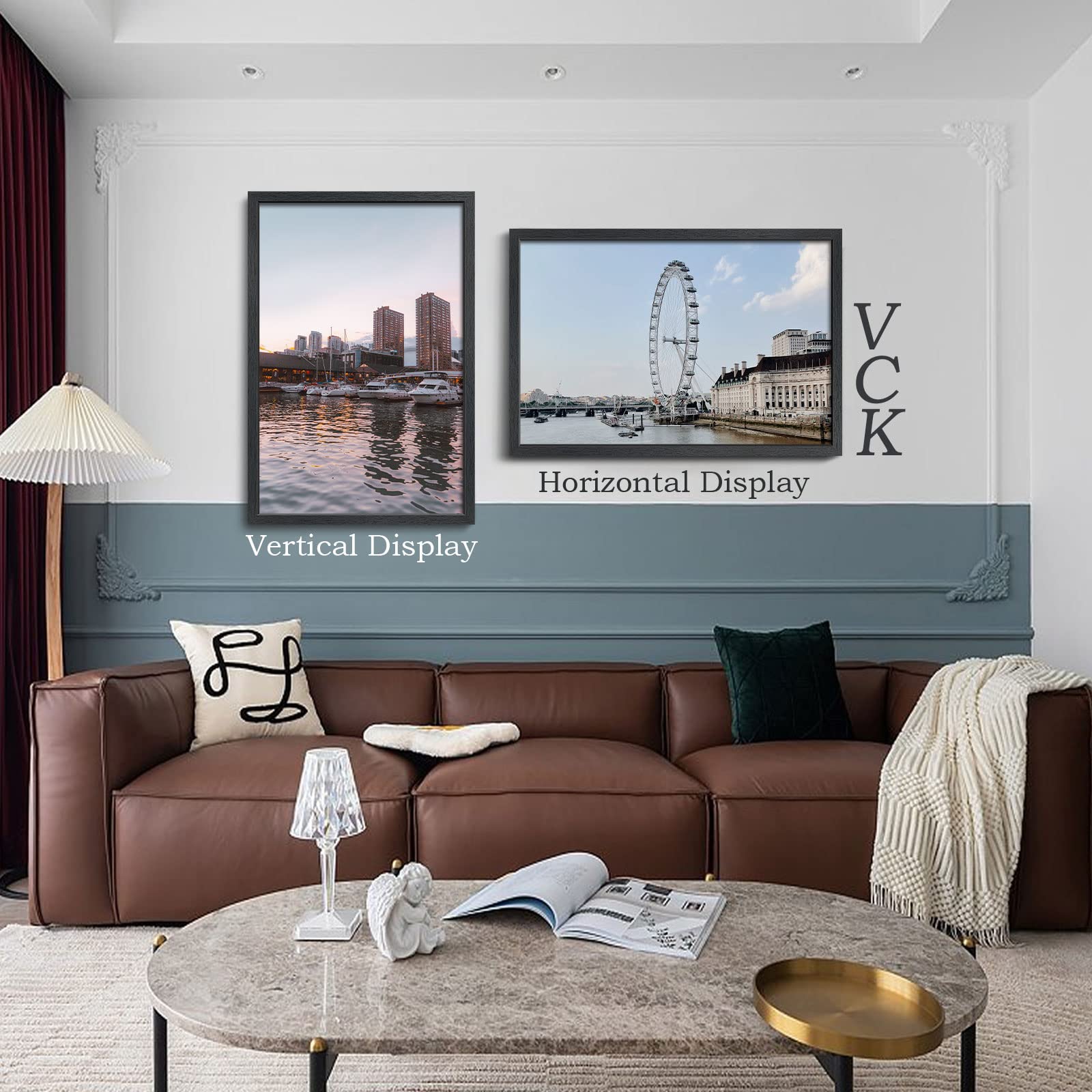 VCK 24x36 Inch Black Poster Frames 4 Pack - Solid Wood Textured Picture Frames for Wall Art, Gallery Display & Home Decor | Perfect for Living Room, Bedroom, Office & Gift Giving