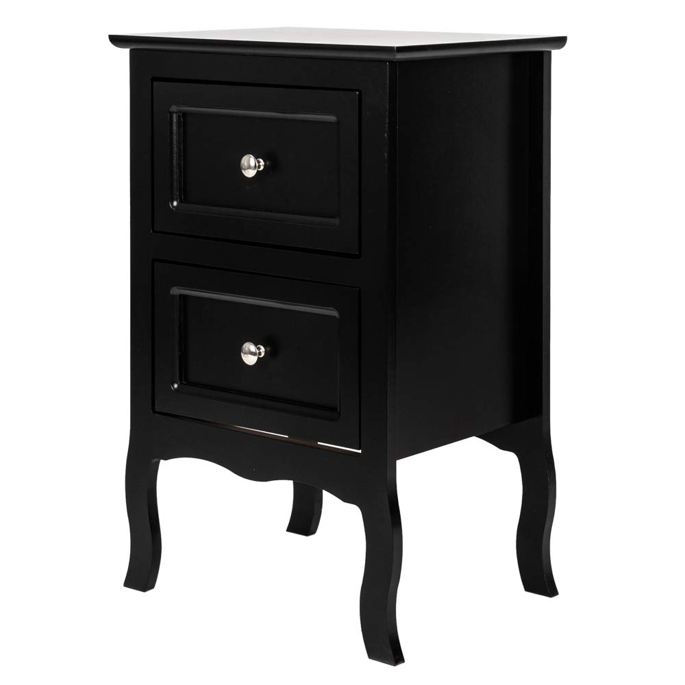 Rustic Nightstand with 2 Drawers - Country Style Bedside Table for Bedroom, Small Spaces & College Dorm - Compact Cabinet Storage for Kids Room & Living Room (Black, 1-Pack) | Perfect for Storing Books, Lamps & Bedroom Essentials