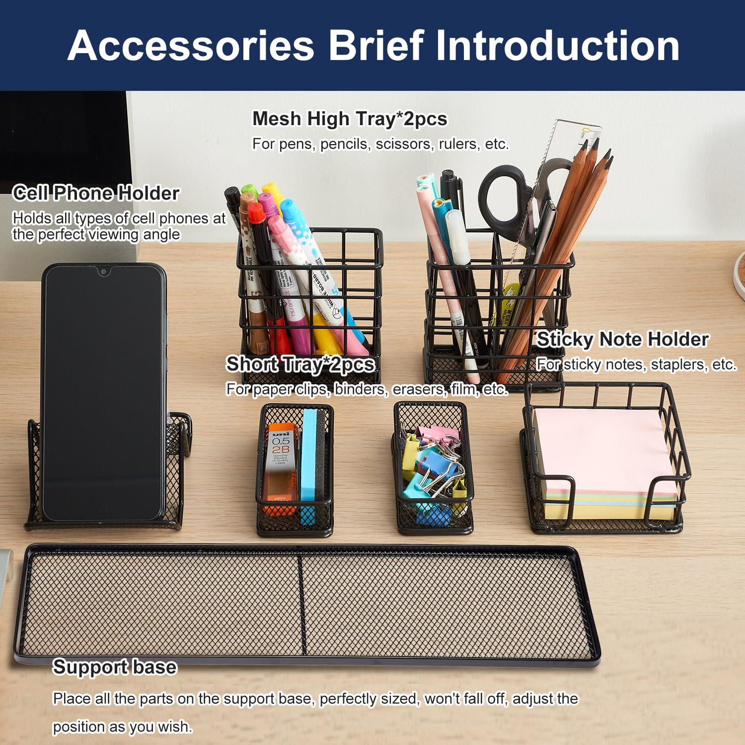 TSJ Office Desk Organizer - Premium DIY Desk Organizer with Pen Holder, Phone Stand & Storage Compartment | Perfect for Home Office, Study & Workspace Organization