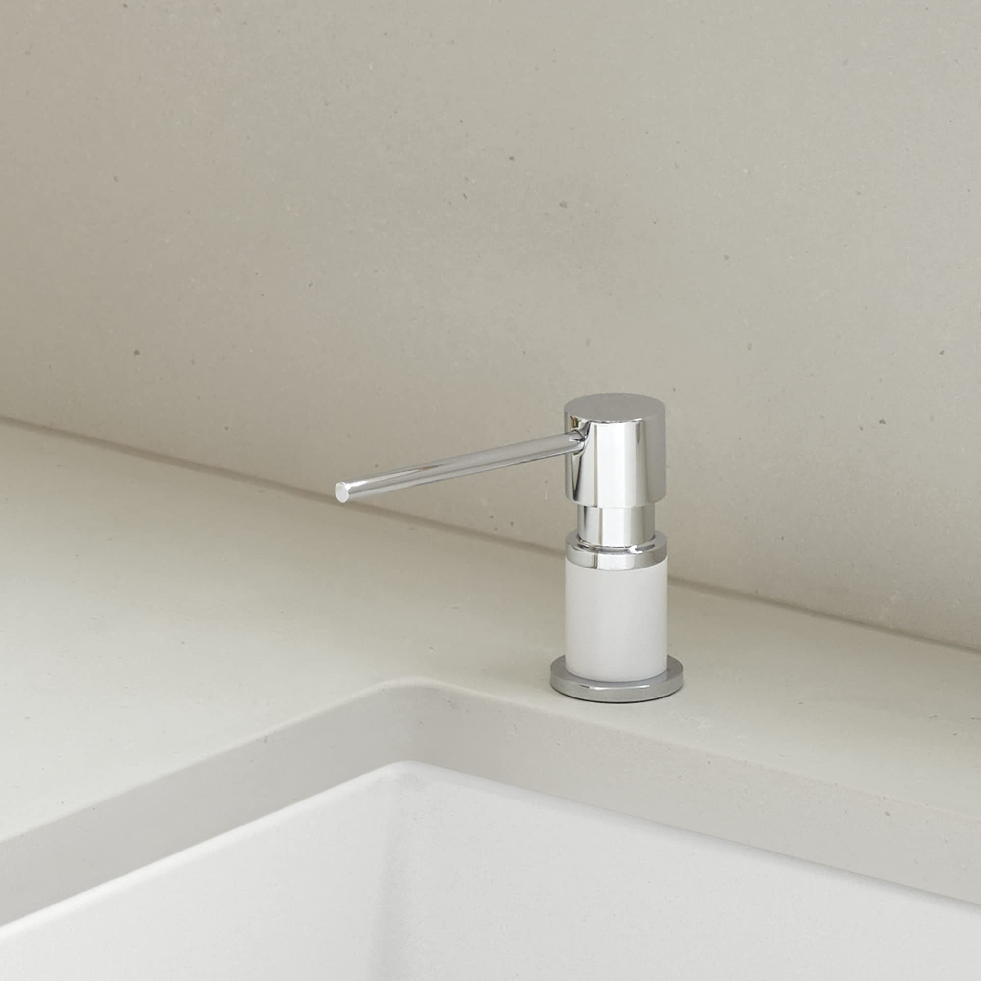 BLANCO LATO 10 oz Stainless Steel Kitchen Soap Dispenser - Touchless Automatic Liquid Soap Pump for Sink Countertop, Modern White Design - Perfect for Home, Restaurant & Office Use
