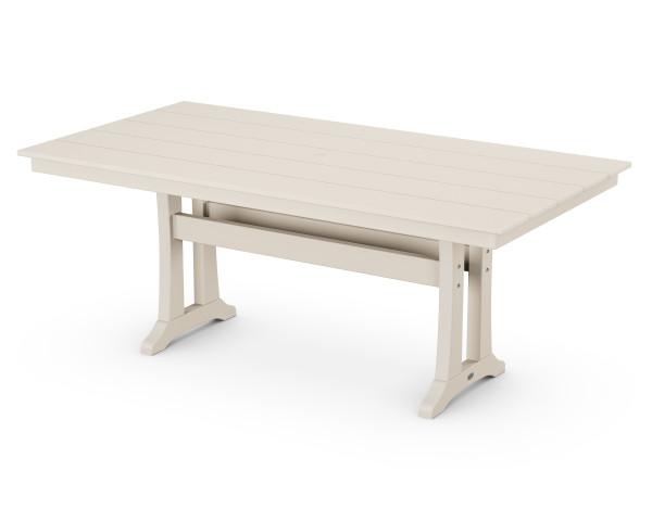 Polywood Farmhouse Trestle Dining Table 37 x 72 Inches - Weatherproof Outdoor & Indoor Use for Patio, Garden, or Dining Room
