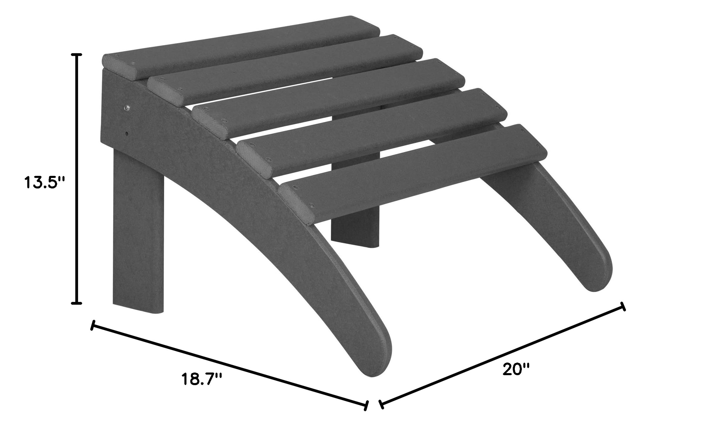 WO Home Furniture Adirondack Ottoman Outdoor Patio Footrest - 13.5 Inch Folding Footstool for Adirondack Chairs - Gray - Perfect for Backyard, Garden, and Poolside Relaxation