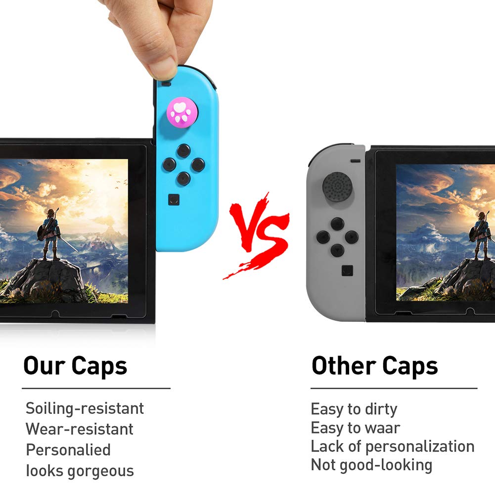 Soft Silicone Cat Claw Thumb Grips for Nintendo Switch & Lite - Comfortable Joystick Caps, Analog Stick Covers & Controller Skins (2-Pack) | Perfect for Gaming, Travel & Long Play Sessions
