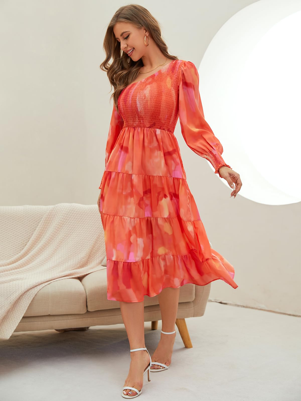 Women's Floral Maxi Dress with Puff Sleeves & Pockets - Casual Long Sleeve Flowy Dress for Spring Summer | Perfect for Beach Vacations, Date Nights & Outdoor Parties