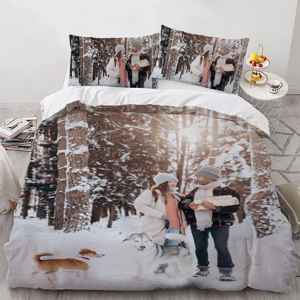 Custom Printed Duvet Cover Set - Personalized Photo, Text & Logo Bedding - 3 Piece Easy Care Zipper Closure for Family, Kids, Couples - Perfect for Birthday, Friendship & Nursery Decor (No Comforter Included) | Home Decor Gift Idea & Cozy Bedroom Upgrade