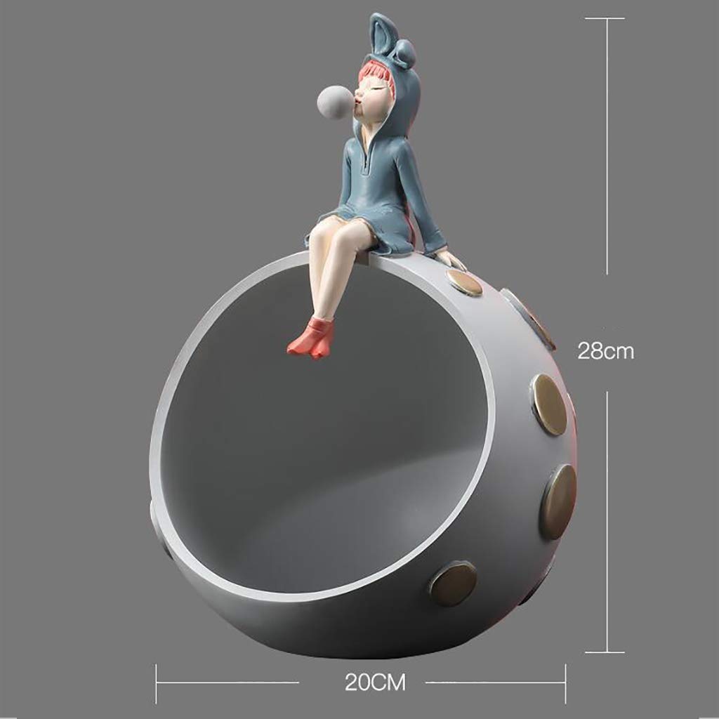 Bubble Girl Statue Key Tray - Decorative Entryway Bowl for Keys, Coins & Watches | Multifunctional Home Decor for Coffee Tables & Nightstands | Perfect for Organizing Essentials in Living Room, Bedroom or Office (Orange)