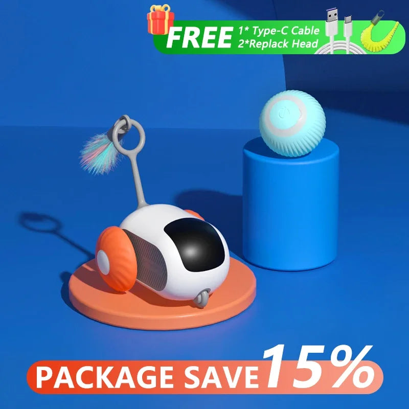 Automatic Rolling Smart Cat Toy Car with Remote Control - Interactive Pet Toy for Indoor Play, Exercise & Entertainment - Perfect for Kittens & Adult Cats