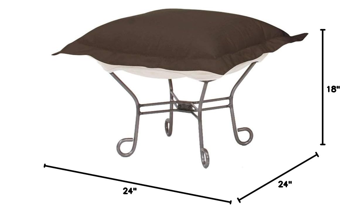 Howard Elliott Scroll Puff Rocker Seating Chair with Cover - Titanium Frame Butterfly Chair for Patio, Camping, Indoor & Outdoor Use - Multipurpose Alternative Seating in Seascape Charcoal - Perfect for Living Rooms, Gardens, and Beach Relaxation
