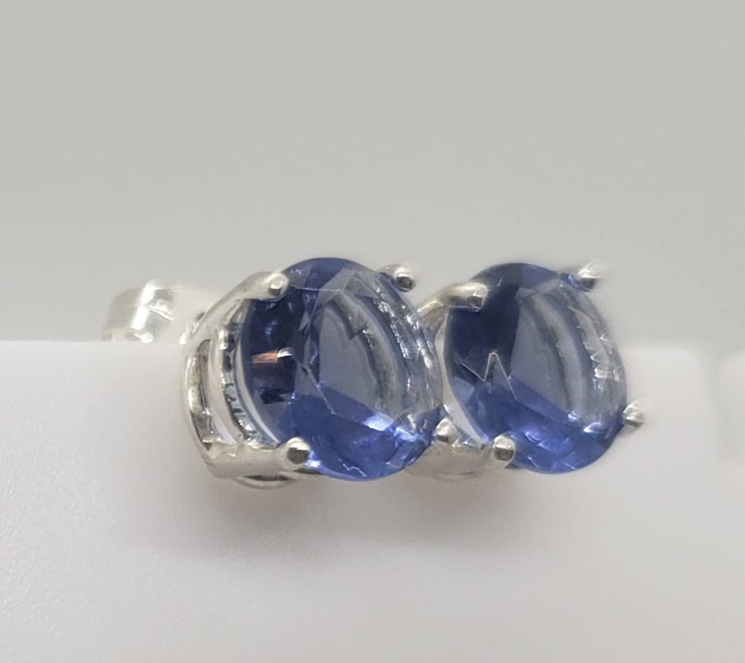 Exquisite Round Tanzanite Sterling Silver Earrings for Women – Elegant Jewelry Gift for Birthday, Anniversary & Special Occasions
