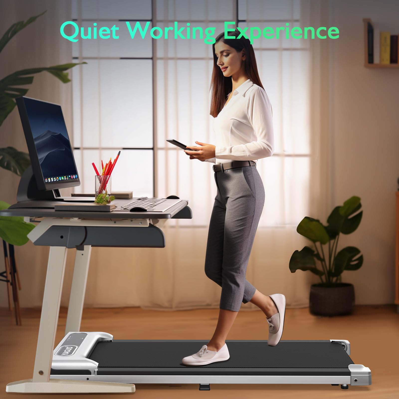 Under Desk Treadmill for Home & Office - 2.5HP Portable Walking Pad with Remote Control & LED Display - Compact Jogging Running Machine for Small Spaces (Silver) - Perfect for Work from Home, Office Exercise & Apartment Workouts