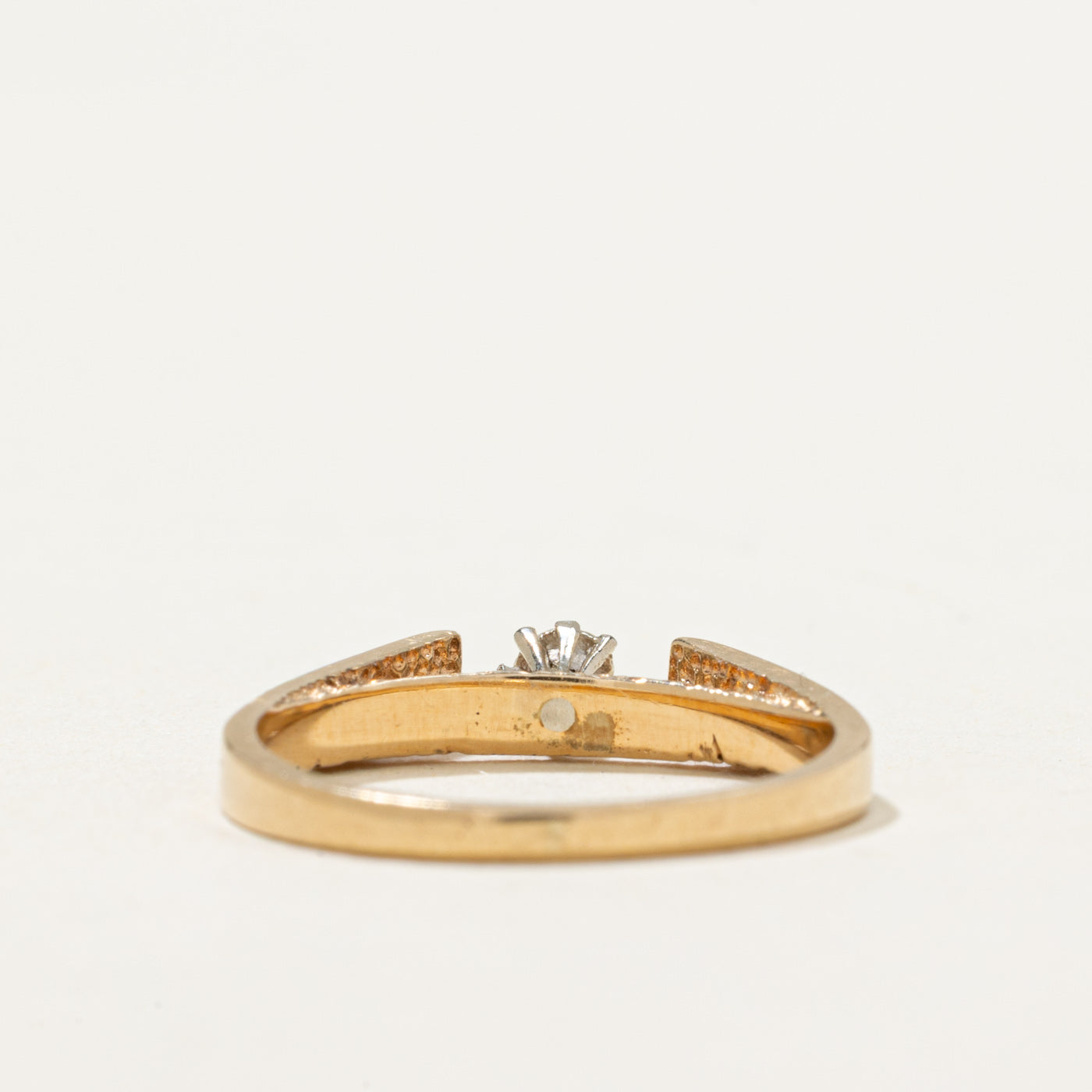 14K Gold High Set Diamond Textured Ring - 0.025ct Natural Diamond, Size 5.25 - Elegant Wedding Band, Anniversary Gift for Her, Perfect for Engagement & Special Occasions