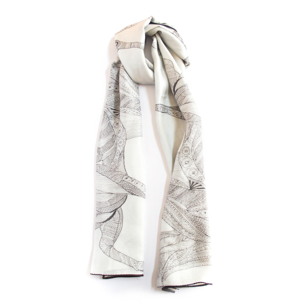 Elegant Henna Horse Print Long Silk Scarf - Lightweight Fashion Accessory for Women, Boho Chic Wrap, Perfect for Parties, Weddings & Everyday Wear