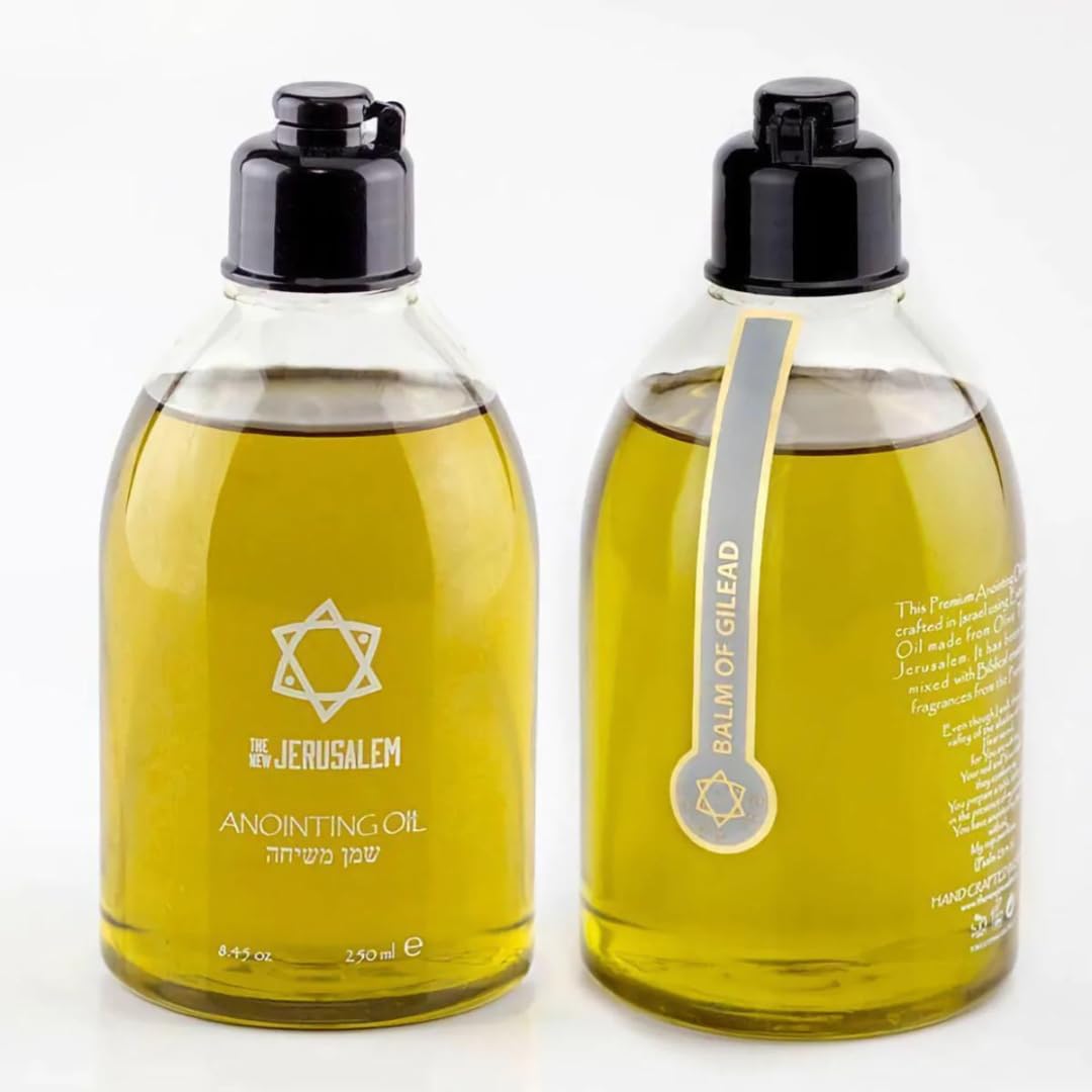Balm of Gilead Anointing Oil from Israel - Holy Spiritual Oil Bottle from Jerusalem, Handmade with Natural Ingredients, Blessed for Wedding Ceremony & Religious Use (8.45 Fl Oz) - Perfect for Prayer, Worship, and Spiritual Healing