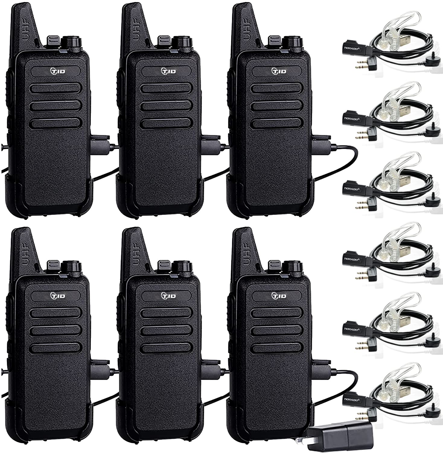 TIDRADO TD-M8s Long Range Walkie Talkies for Adults - 6 Pack Rechargeable Two Way Radios with VOX & Earpiece - License-Free Communication for School, Retail, Church, Restaurant - Perfect for Outdoor Adventures, Events & Emergency Preparedness