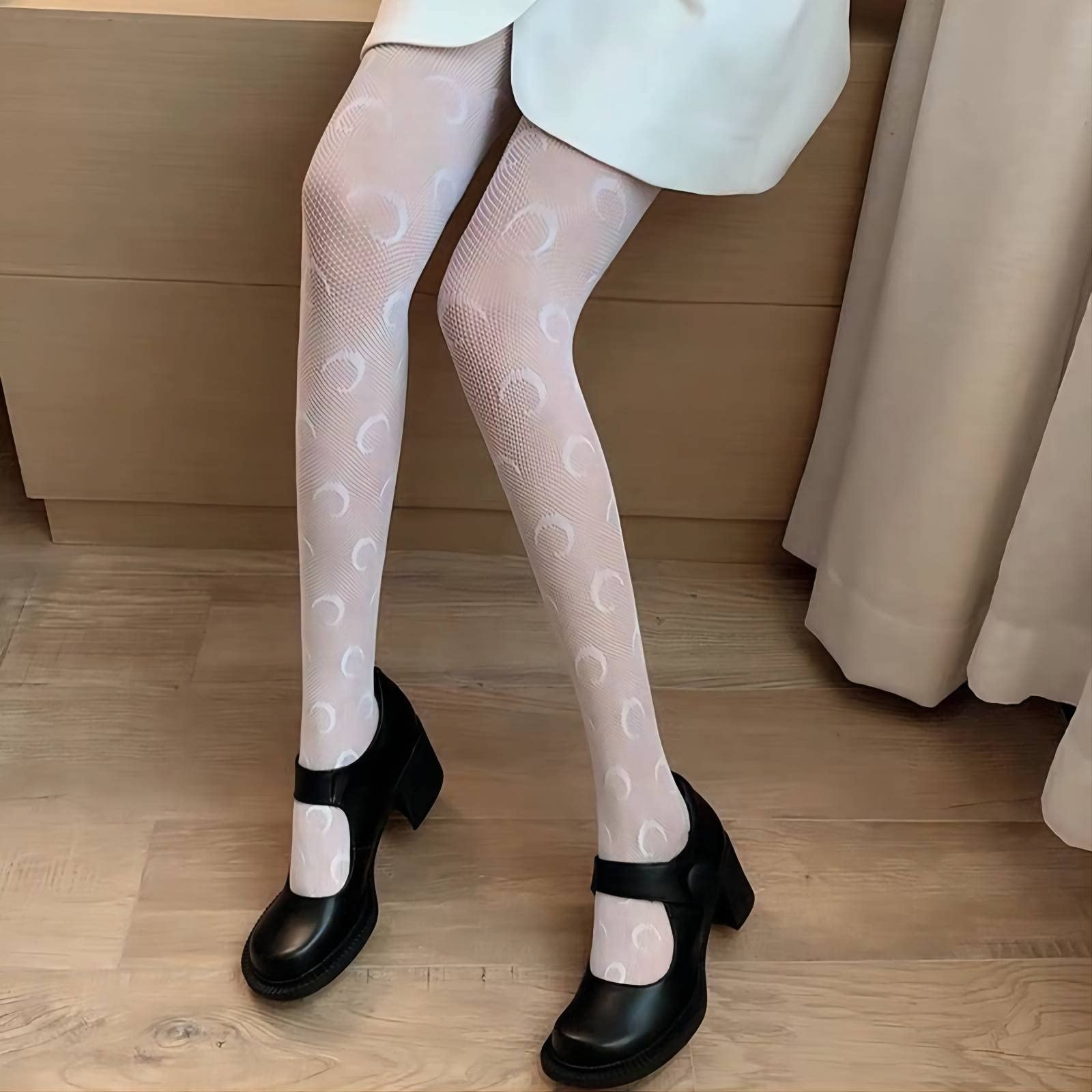 SERAPHY 2 Pairs Women's Lace Fishnet Tights - Floral Patterned Stockings, Black & White Pantyhose for Sexy Outfits | Perfect for Date Night, Halloween Costumes & Fashion Leggings