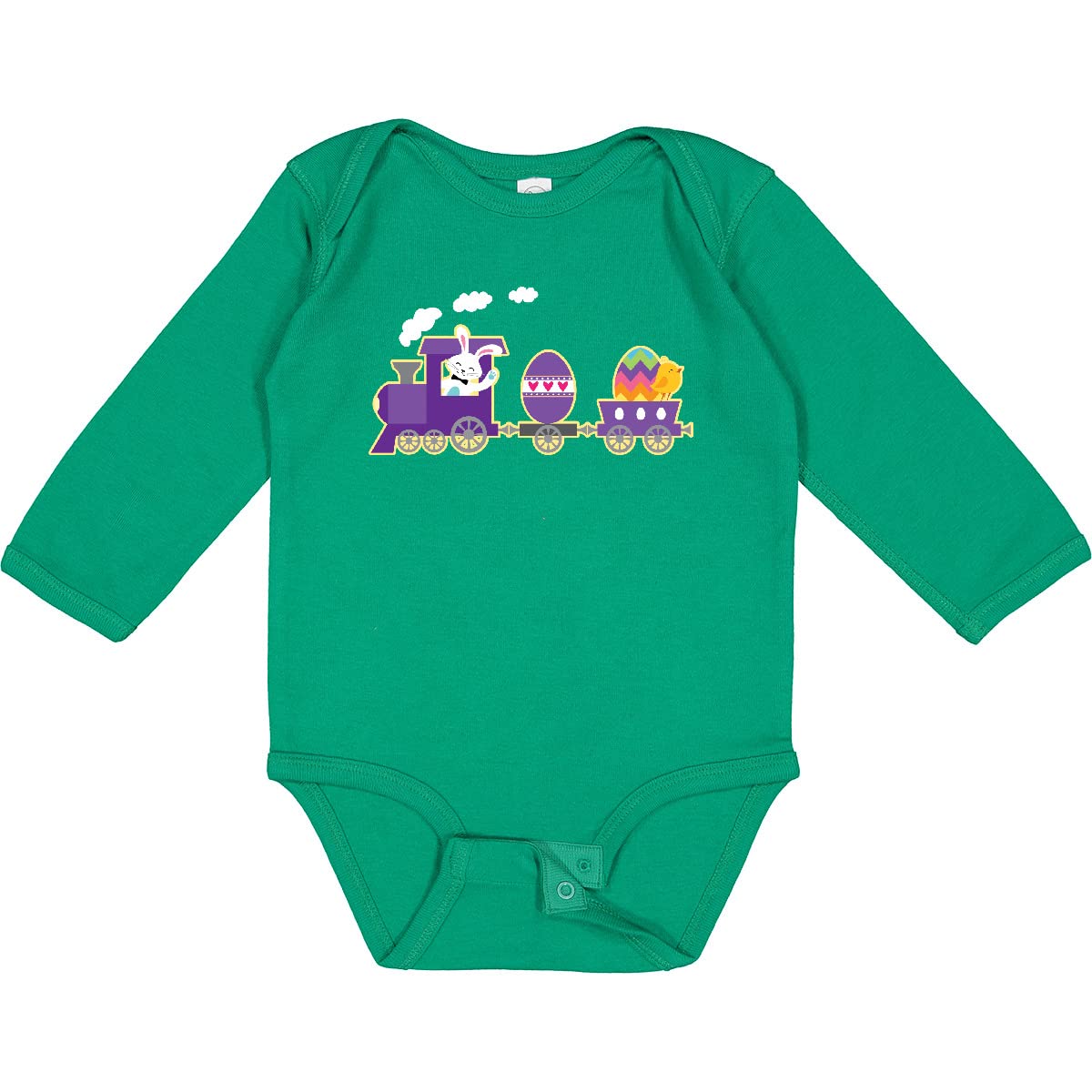 Inktastic Easter Bunny Rabbit Egg Train Long Sleeve Baby Bodysuit - Cute Easter Outfit for Boys & Girls, Holiday Photo Shoot, Spring Family Gathering, First Easter Celebration