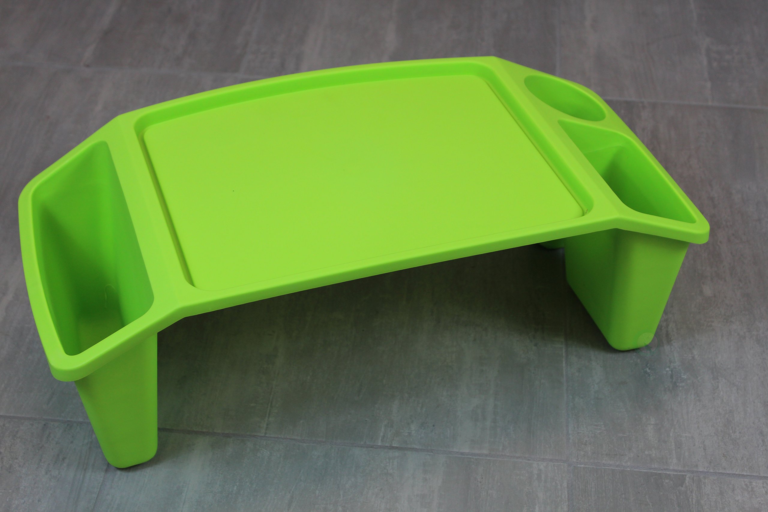 Basicwise Kids Lap Desk Tray - Portable Activity Table for Children, Green (Set of 12) | Perfect for Homeschooling, Road Trips & Indoor Play