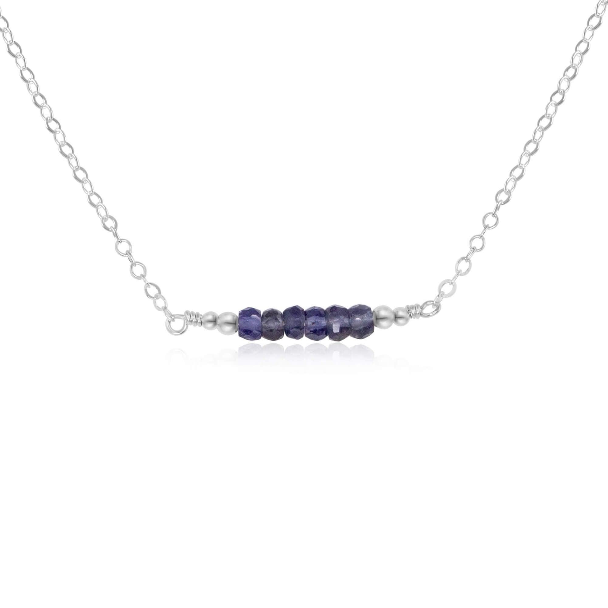Sparkling Blue Grey Iolite Faceted Bead Bar Necklace for Women - Elegant Handmade Jewelry Gift for Birthday, Anniversary & Special Occasions