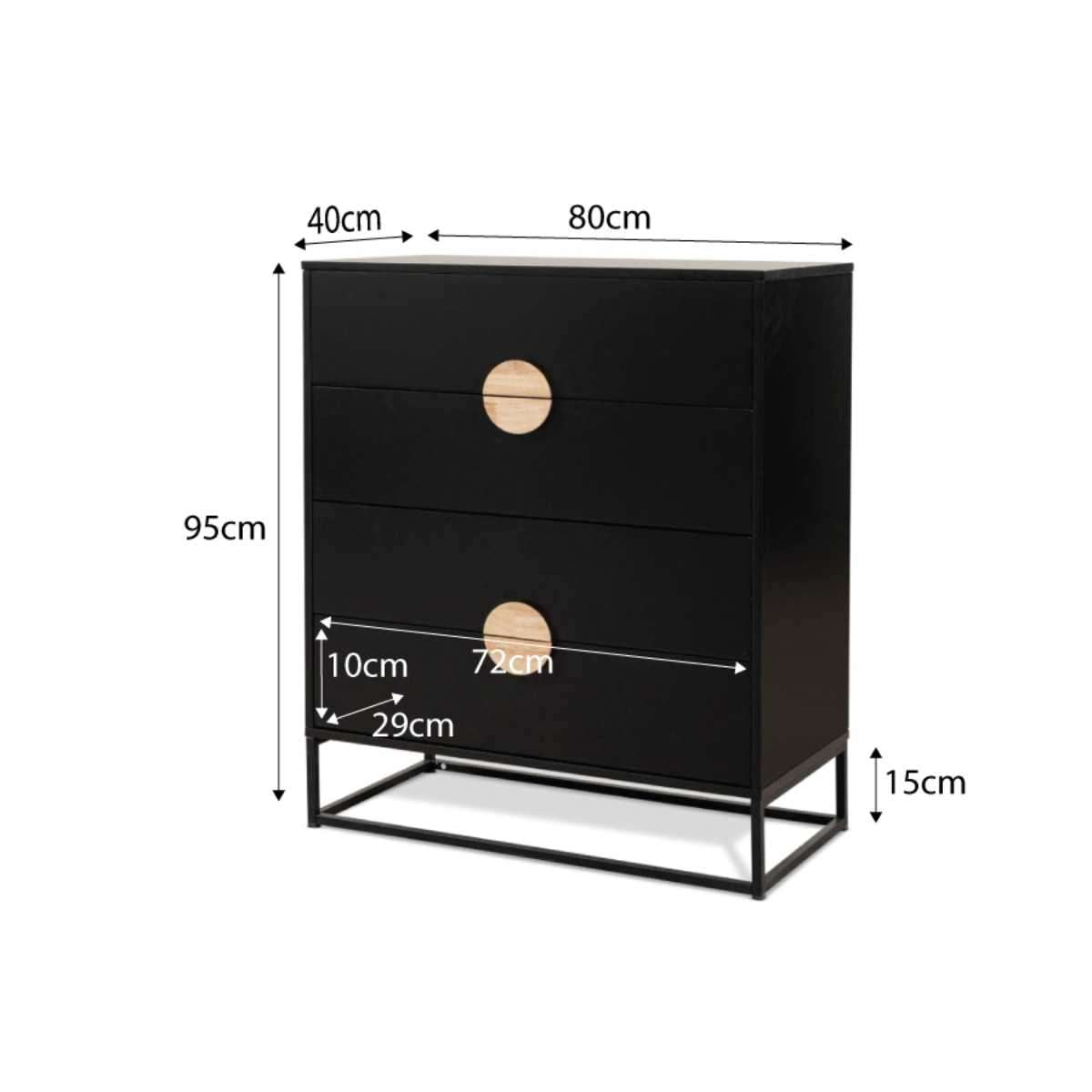 Eclipse 4-Drawer Black Dresser - Stylish Storage Solution for Bedroom, Living Room & Office Organization