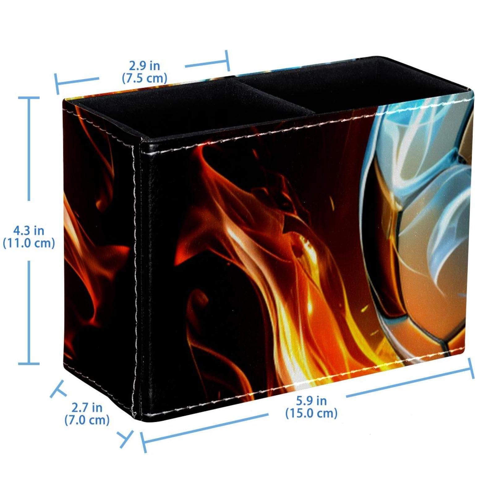 Premium Pen Holder for Desk - Stylish Pencil Organizer with Flaming Football Design, Perfect Office Supplies for Home & Workspace Organization