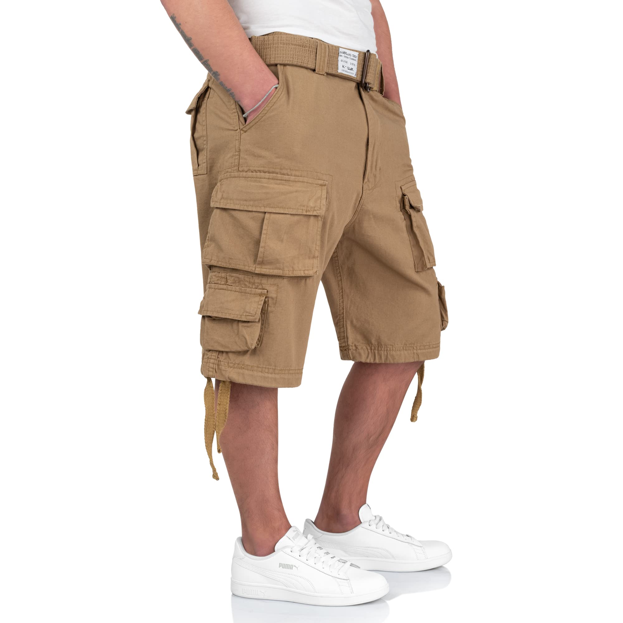 Surplus Division Tactical Shorts in Coyote Brown - Durable Military Style Shorts for Outdoor Adventures, Hiking, and Casual Wear