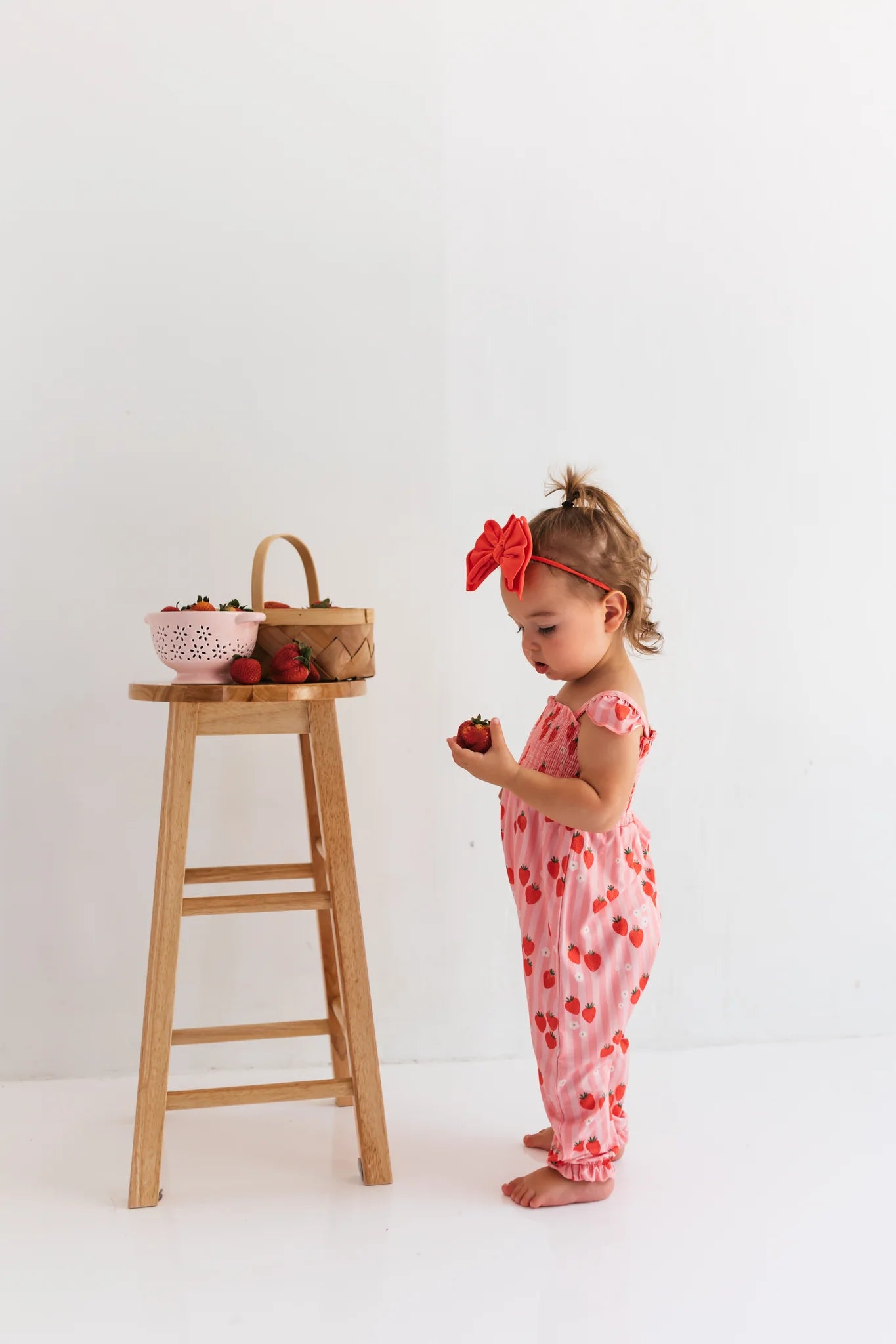 Red Strawberry Smocked Jumpsuit for Women - Summer Casual Romper with Elastic Waist | Perfect for Beach, Picnic & Vacation Outfits
