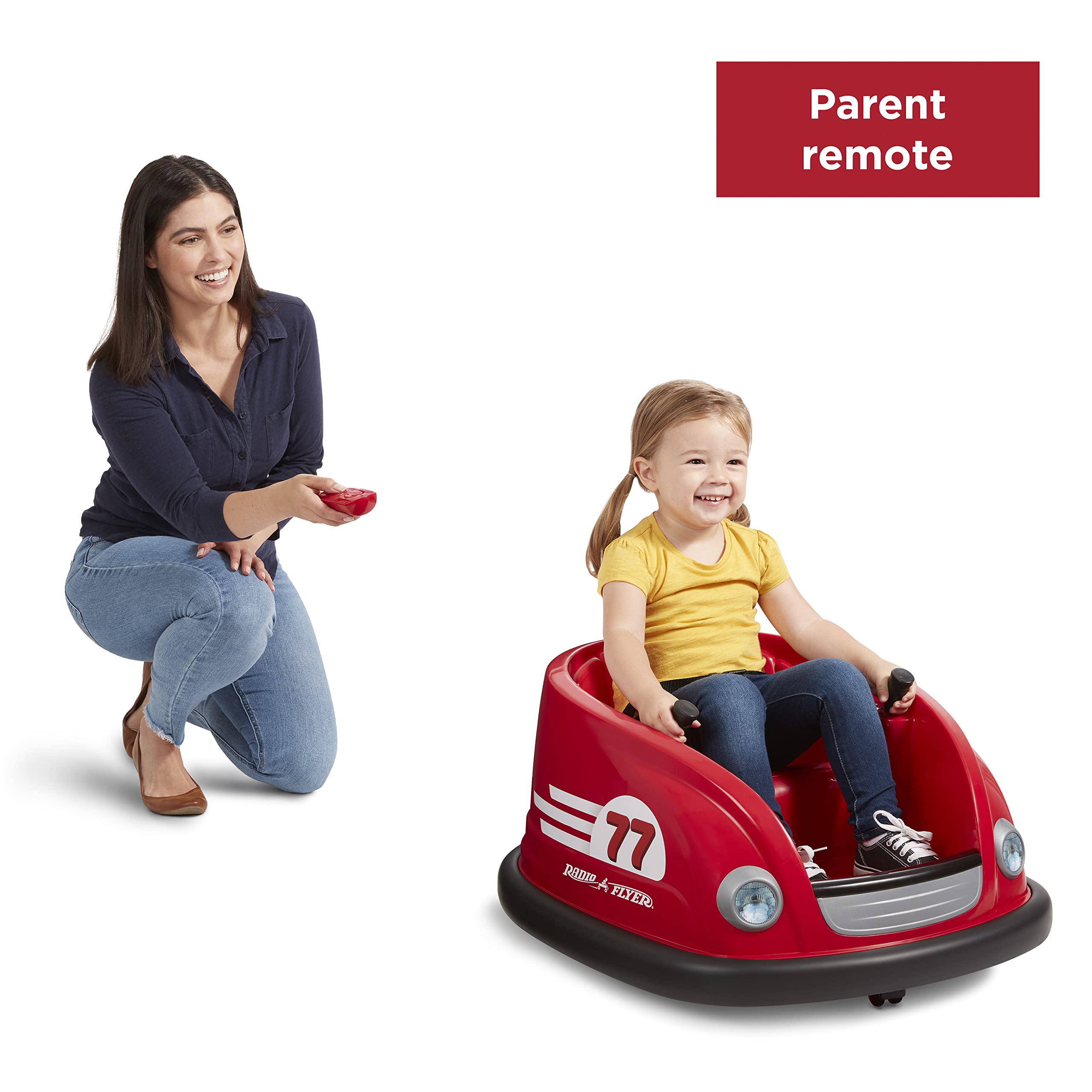 Radio Flyer 6V Battery Powered Bumper Car - Electric Ride On Toy with Parent Remote Control for Toddlers Ages 1.5-3 Years | Indoor & Outdoor Play, Birthday Gift, Backyard Fun