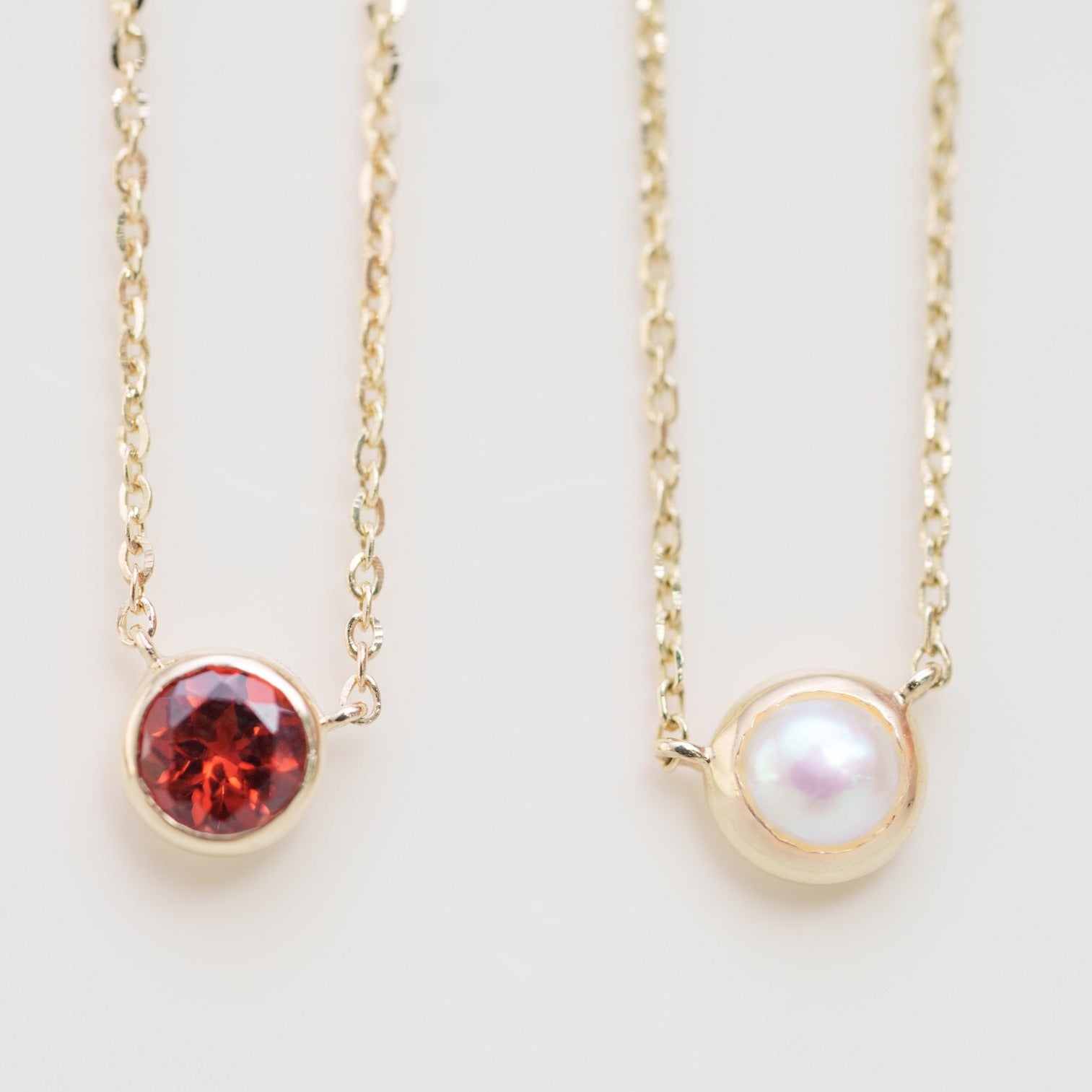 Garnet Station Necklace - Bezel Set in Solid 14k Yellow Gold | Elegant Everyday Jewelry for Women, Perfect Gift for Birthday, Anniversary & Valentine's Day