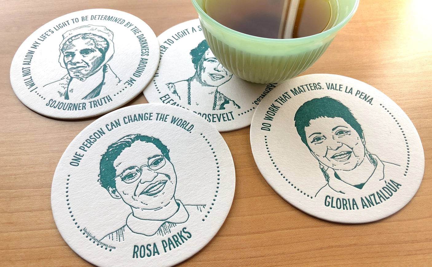 Inspiring Women Coasters Set of 6 - Motivational Quote Drink Coasters for Coffee Table - Perfect Gift for Women, Office Decor, Housewarming