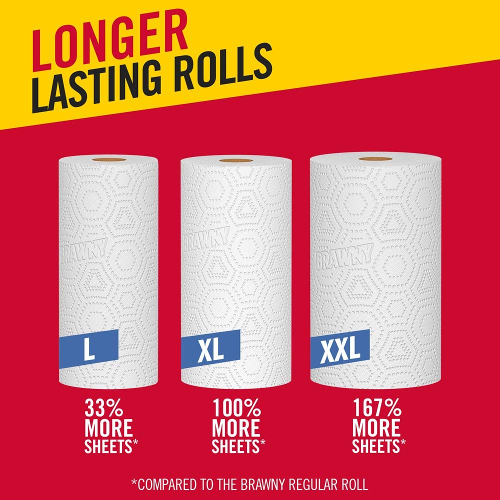 Brawny Paper Towels - 2 XL Rolls (2=4 Regular Rolls) | Pick-a-Size | Ultra Absorbent & Strong | Perfect for Kitchen Cleaning, Spills & Household Use