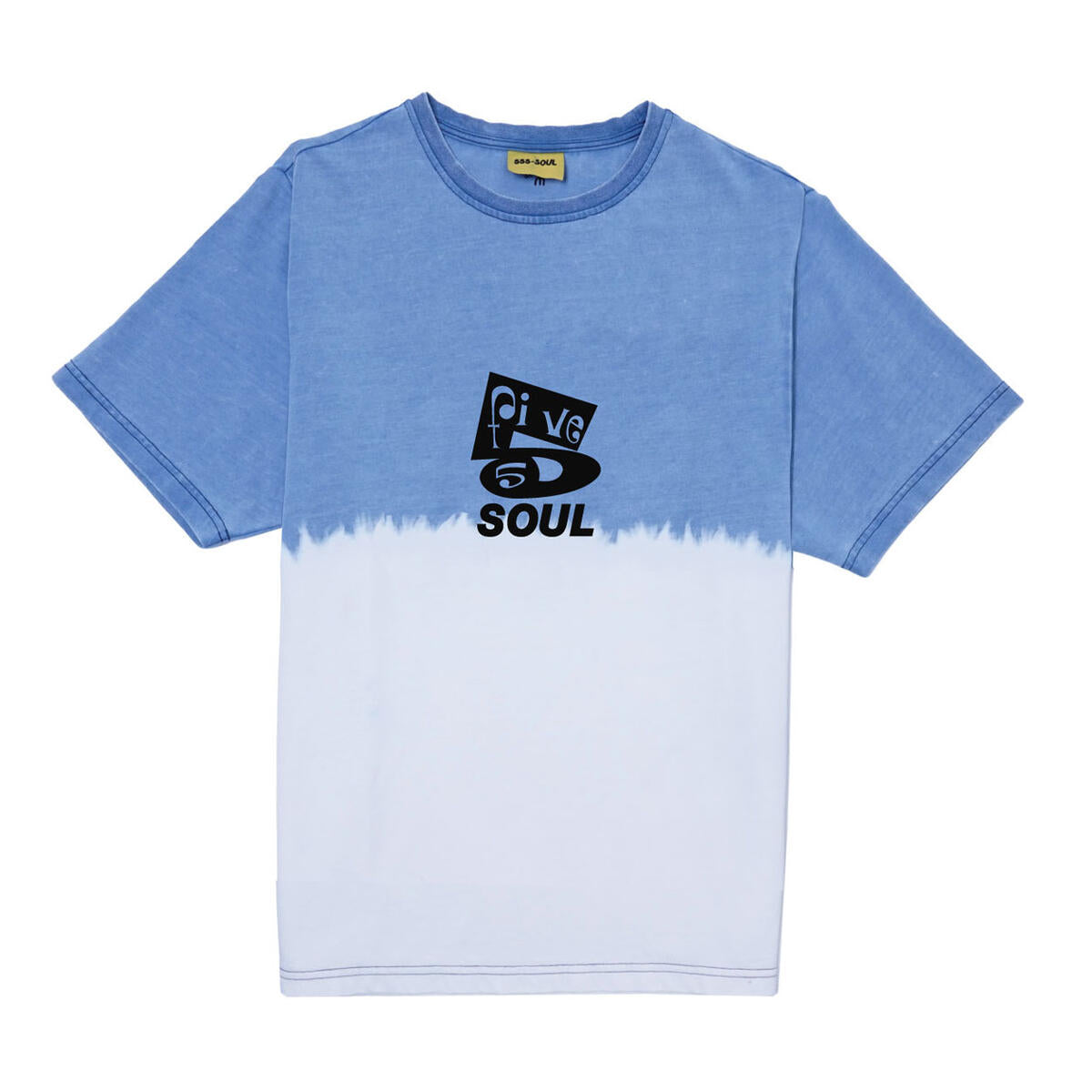 555 Soul Original 5 Logo Dip Dyed Blue T-Shirt - Vintage Streetwear for Men & Women - Perfect for Casual Wear, Concerts, and Urban Fashion