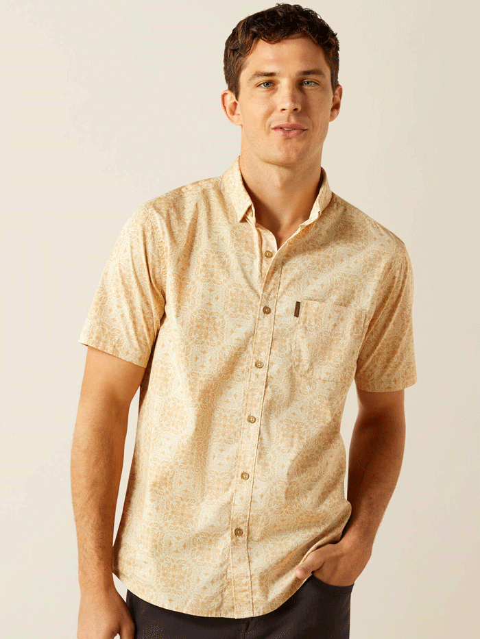 Ariat Men's Murphy Modern Fit Short Sleeve Shirt - Comfortable Casual Work & Outdoor Shirt for Ranch, Riding & Everyday Wear - Tan 10058981