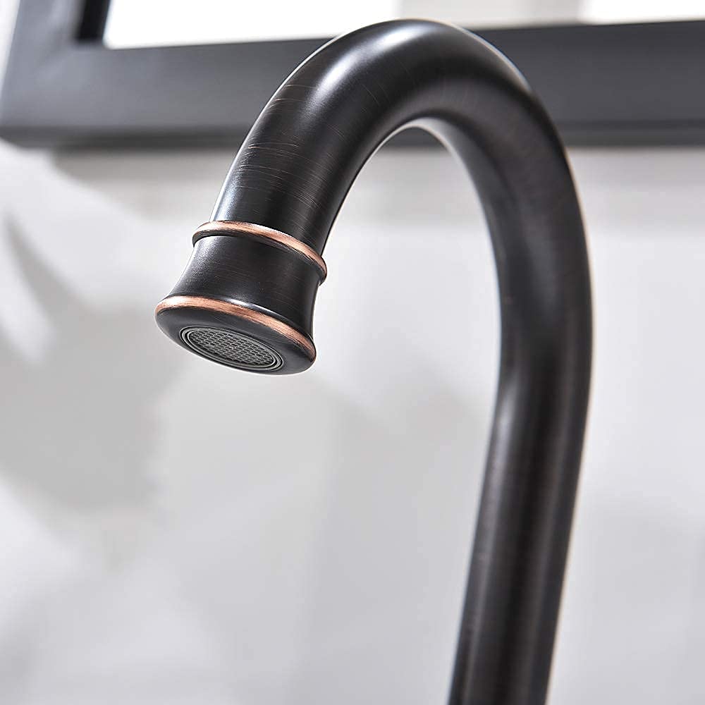8 Inch 3 Hole Widespread Bathroom Faucet with Metal Pop Up Drain - Modern Matte Black Lavatory Sink Faucet by PHIESTINA | Perfect for Bathroom Renovation & Vanity Upgrade
