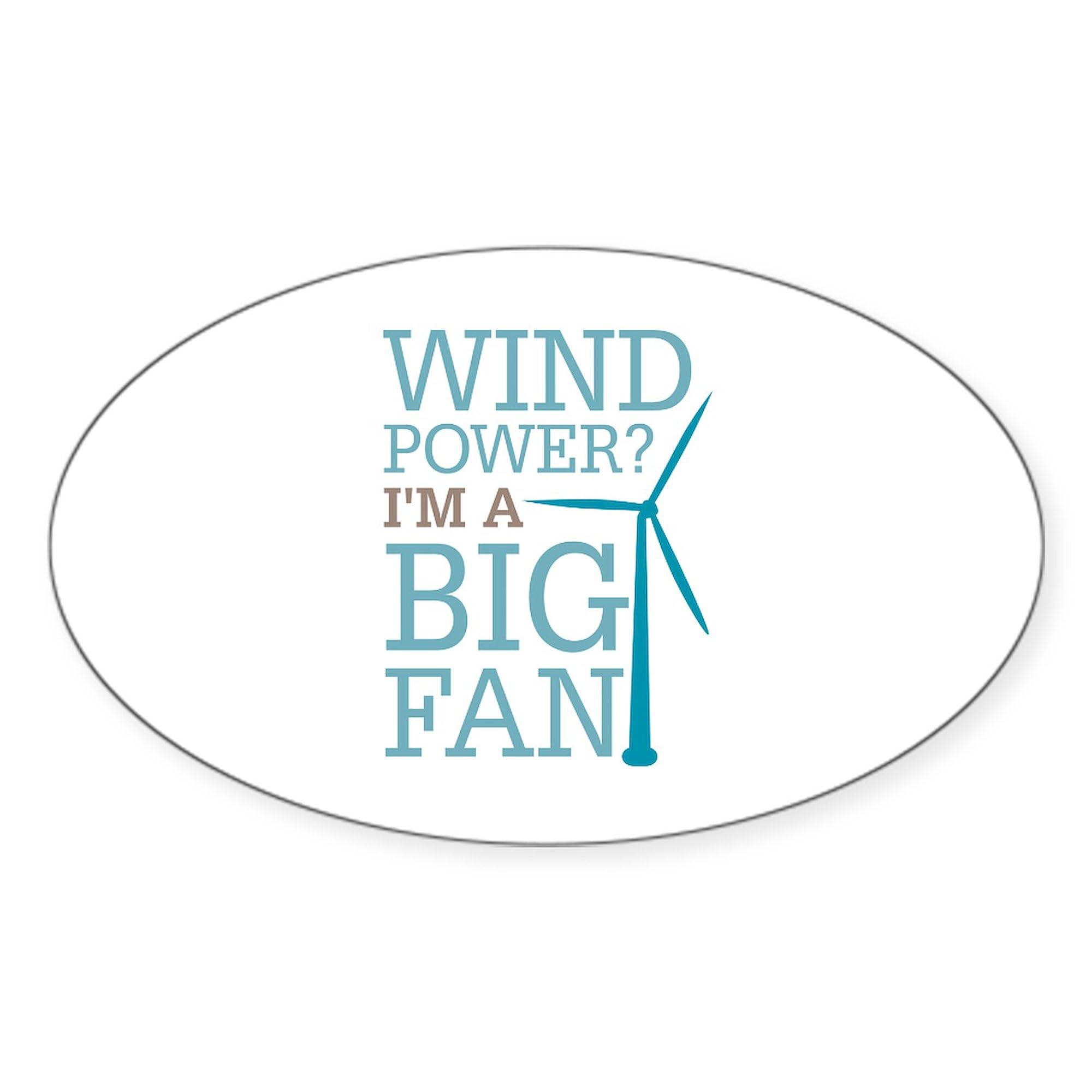 Eco-Friendly Wind Power Big Fan Oval Car Bumper Sticker - Funny Environmental Statement Decal for Cars, Trucks & Laptops - Perfect for Earth Day & Green Energy Supporters