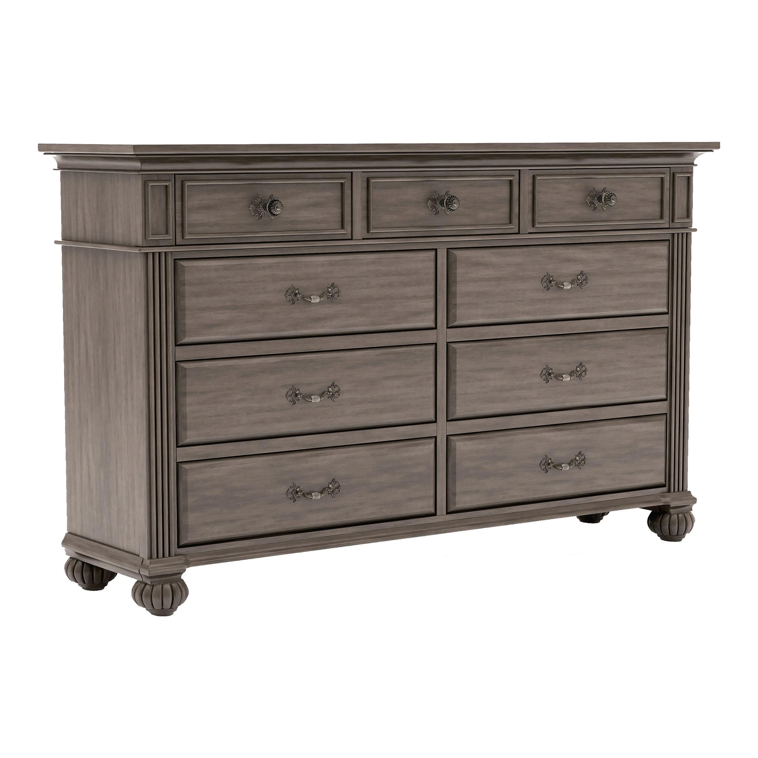 Furniture of America Damos Solid Wood 9-Drawer Dresser in Gray - Stylish Bedroom Storage for Clothes, Linens & Accessories - Perfect for Master Bedroom, Guest Room or Nursery Organization