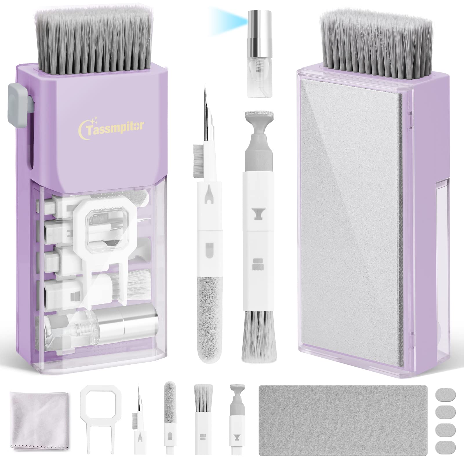 Premium Laptop Screen & Keyboard Cleaner Kit - All-in-1 Electronic Cleaning Tool for MacBook, iPad, iPhone, Smartphones, Tablets, PC Monitors & TV Screens - Includes Microfiber Cloth, Brush & Patent-Protected Camera Lens Cleaner (Purple) - Perfect for Home, Office & Travel Use