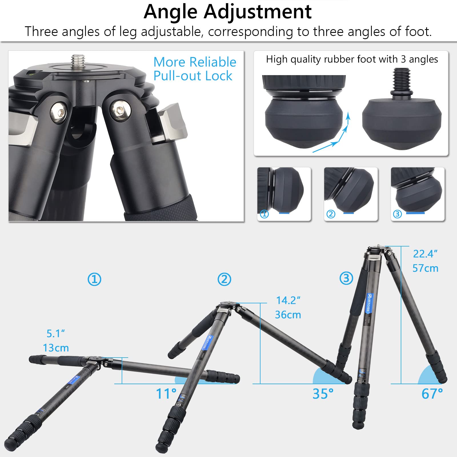Professional Carbon Fiber Camera Tripod & Monopod - 40mm Tube Diameter, Heavy Duty Support for DSLR/Camcorder (Max Load 88lb/40kg) - Ideal for Travel, Outdoor Photography & Video Shooting (Model CS90C)