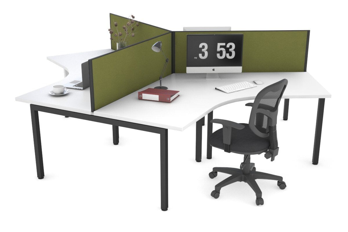 Quadro Square Legs 3-Person 120° Office Workstation - Modular Desk System for Collaborative Workspaces & Team Projects