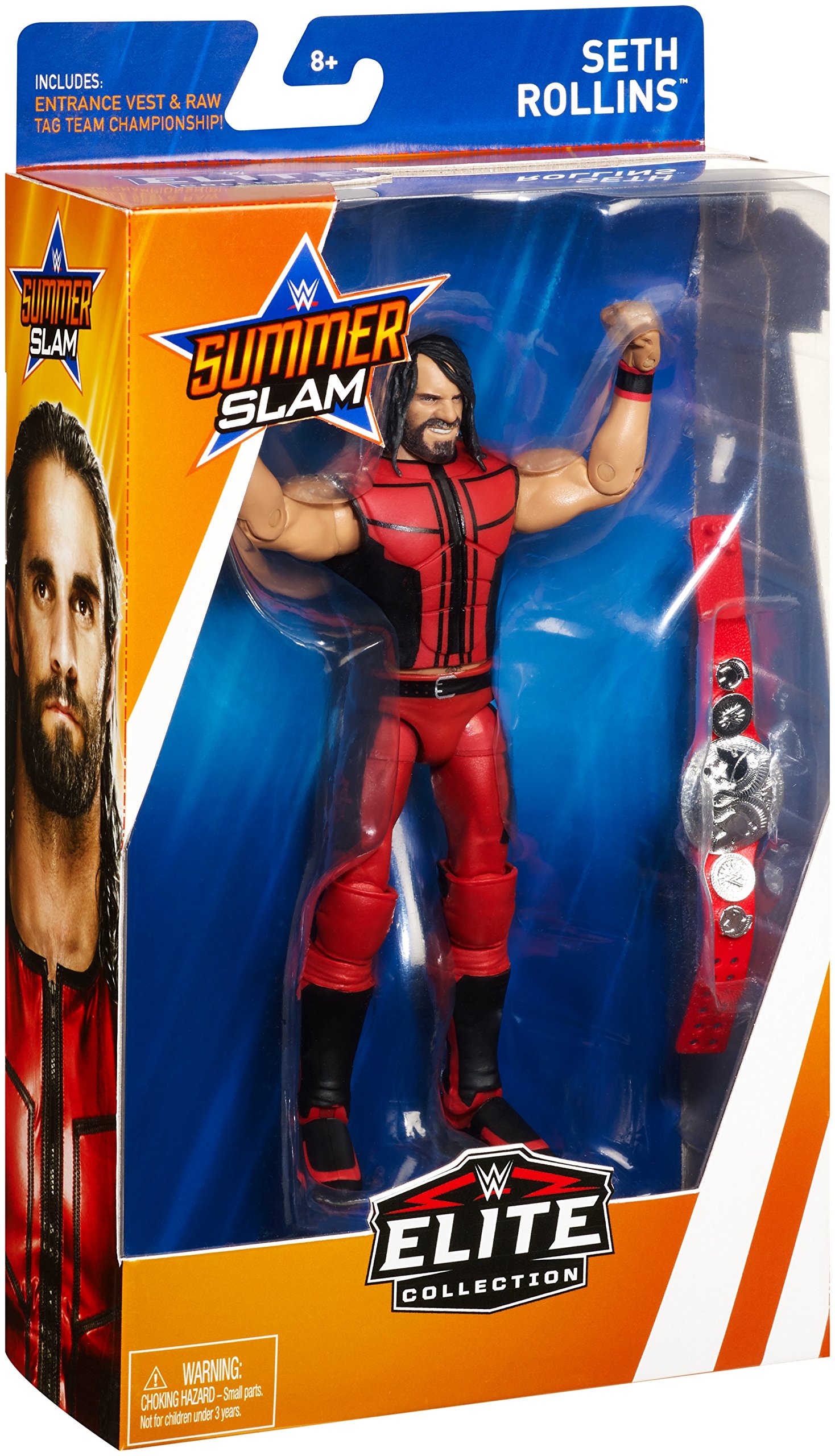 WWE Summerslam Elite Collection Seth Rollins Action Figure - Authentic Wrestling Toy for Kids & Collectors - Perfect for Play, Display & Gifts