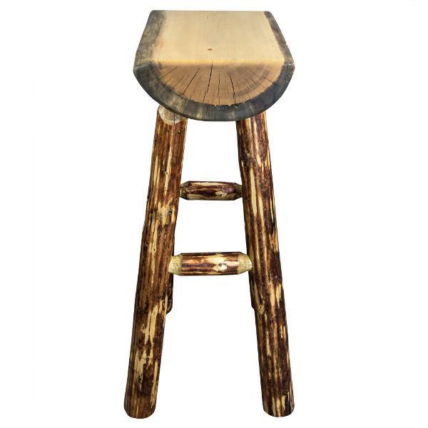 Glacier Country Half Log Barstool - Rustic Wooden Stool with Exterior Stain Finish for Patio, Deck & Cabin Decor