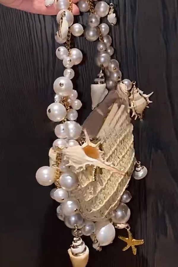 Stylish Versatile Pearl Conch Handbag for Women - Elegant Shell-Shaped Clutch Purse for Evening Parties, Weddings & Special Occasions