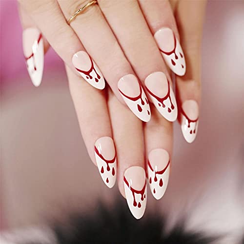 24pcs Halloween Artificial False Nails - Gothic Press on Nails with Glue Kit for Women - Perfect for Halloween Parties, Cosplay & Spooky Nail Art Designs