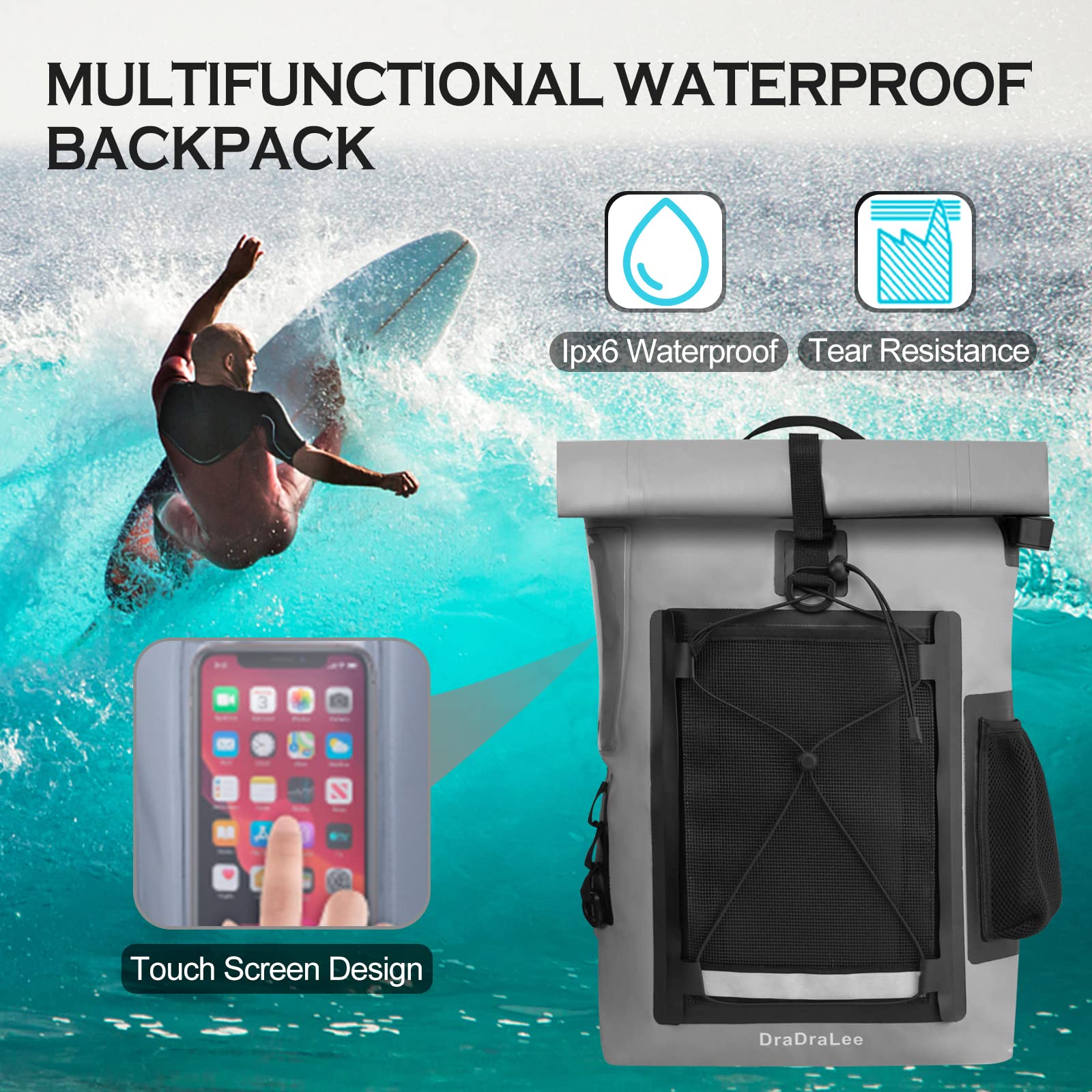 Waterproof 30L Kayak Dry Bag Backpack - Lightweight Water-Resistant Hiking, Camping & Outdoor Gear for Kayaking, Fishing & Water Sports