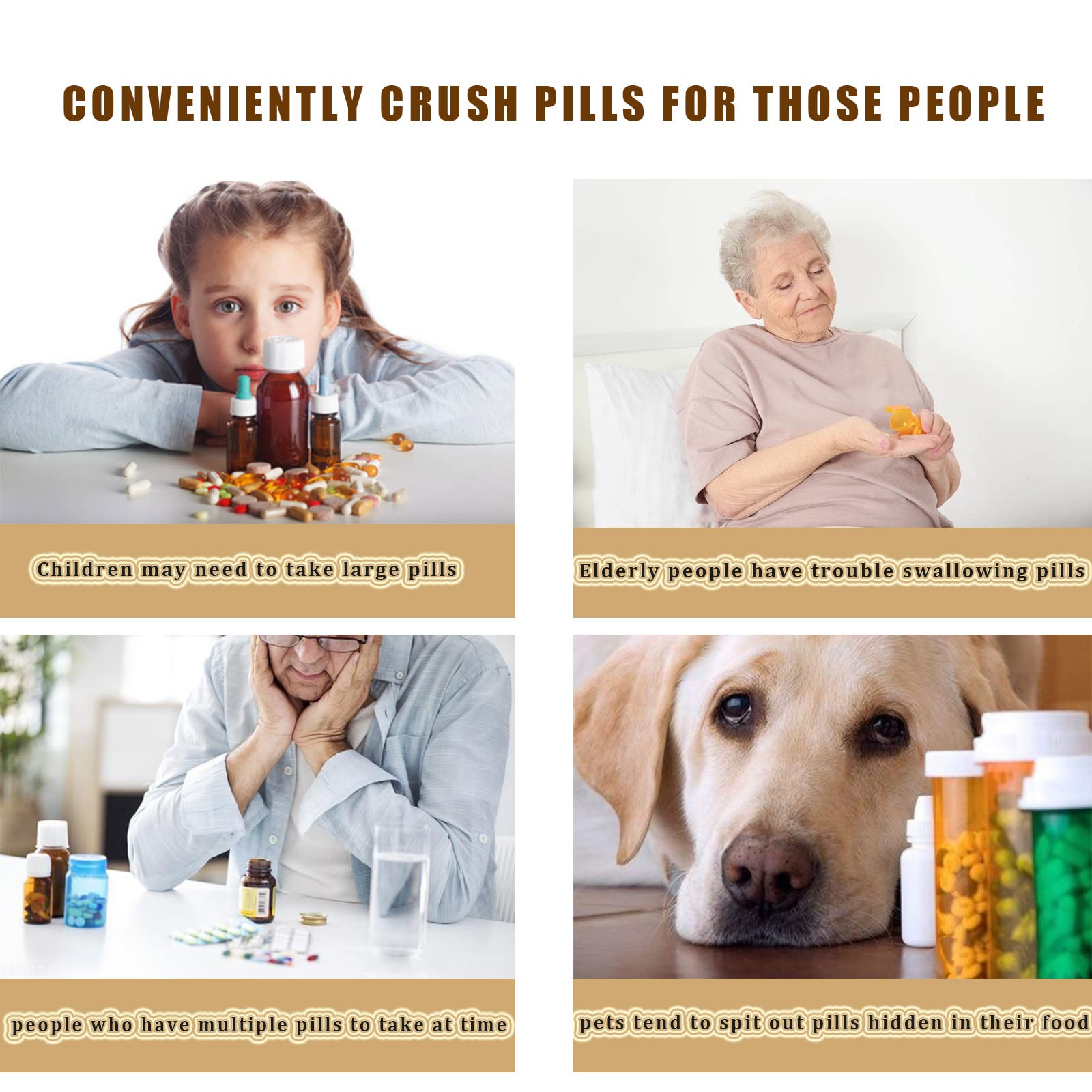Multifunctional Electric Pill Crusher Grinder - Easily Crush Medicine & Vitamin Tablets into Fine Powder for Elderly, Kids & Pets - Perfect for Daily Medication, Travel & Pet Care (Purple)