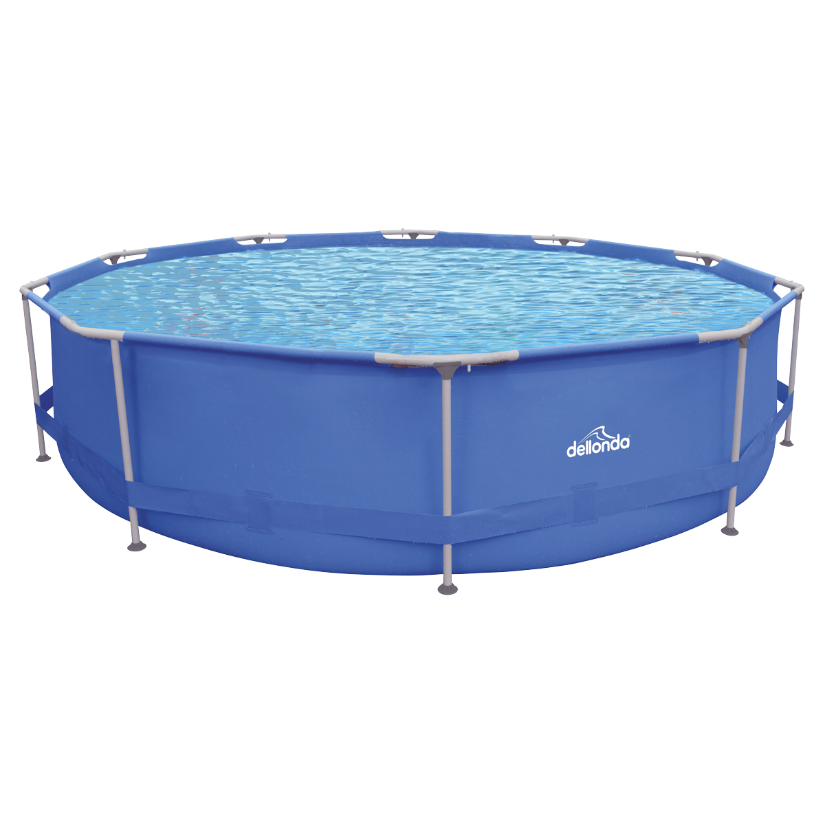 Dellonda 12ft Round Steel Frame Above Ground Swimming Pool with Filter Pump - Blue Outdoor Family Pool for Backyard, Garden & Summer Fun DL20