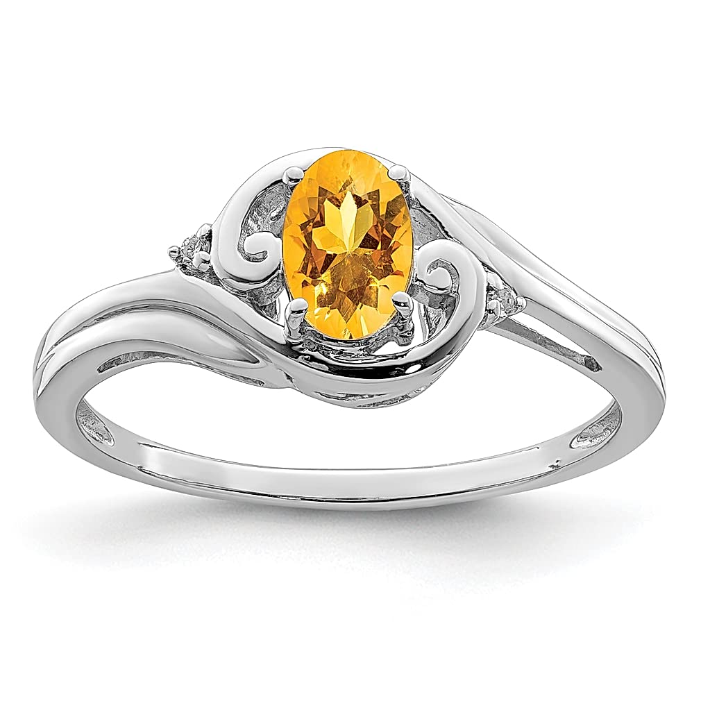 925 Sterling Silver Diamond Citrine Ring - Genuine Gemstone Fine Jewelry for Women, Elegant Gift for Her - Perfect for Anniversaries, Birthdays & Special Occasions