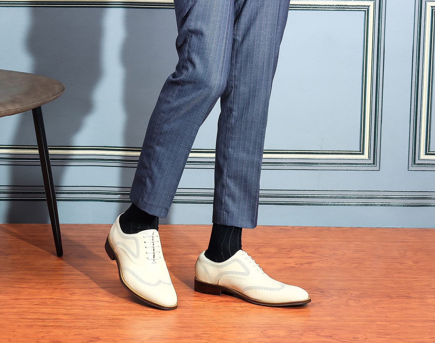 Men's Formal Dress Shoes - Business Oxford Lace Up Shoes in Ivory White for Office, Wedding & Special Occasions