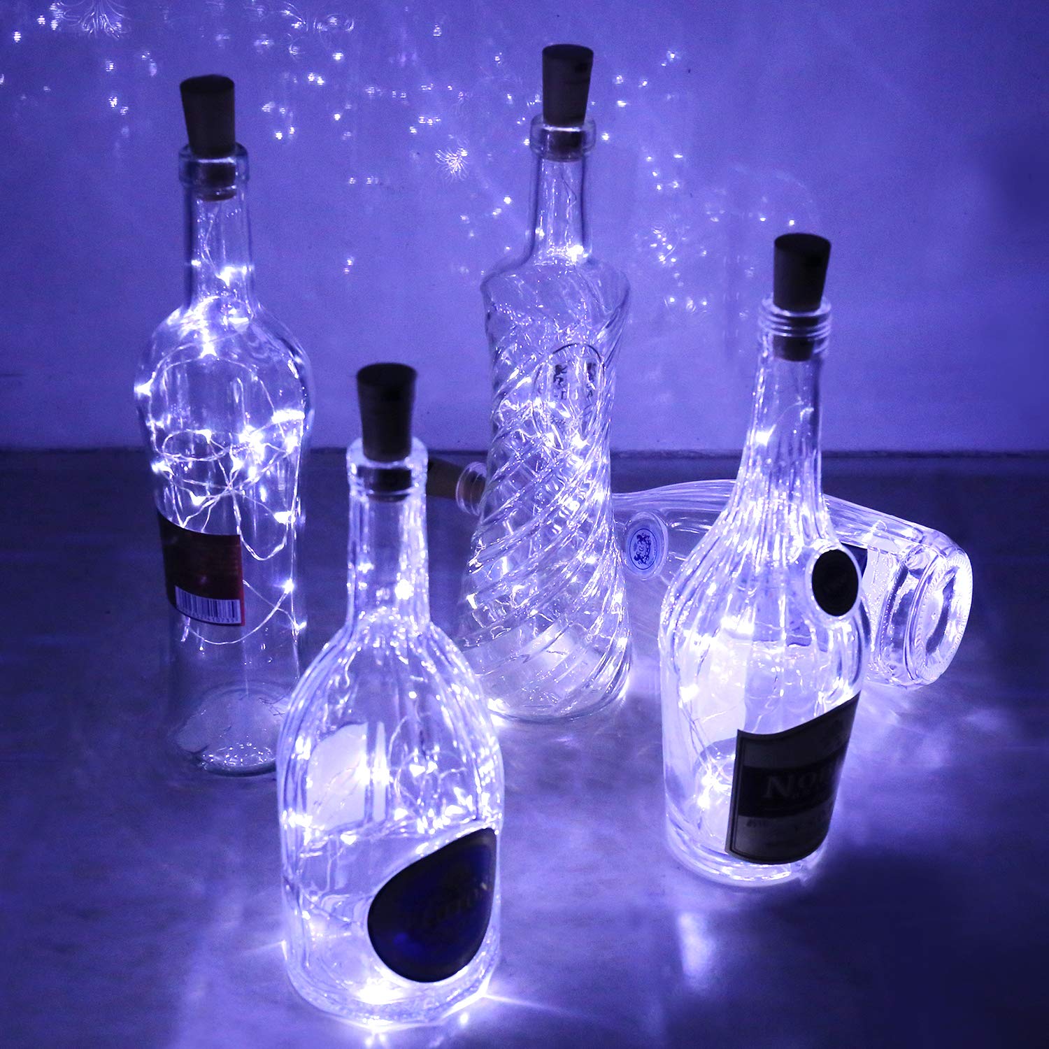 Aluan 10 Pack 12LED Battery Operated Wine Bottle Lights with Screwdriver - Cool White Cork Lights for Party, Wedding, Christmas, Halloween Decor - Perfect for Bars, Jars, and Home Decoration