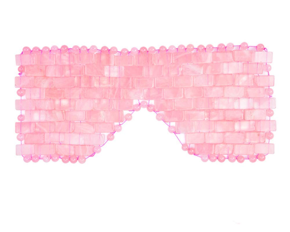 100% Natural Rose Quartz Cooling Eye Mask for Fatigue Relief & Stress Reduction - Beaded Stone Therapy Eye Mask for Relaxation, Sleep & Skincare - Perfect for Spa, Travel & Home Use
